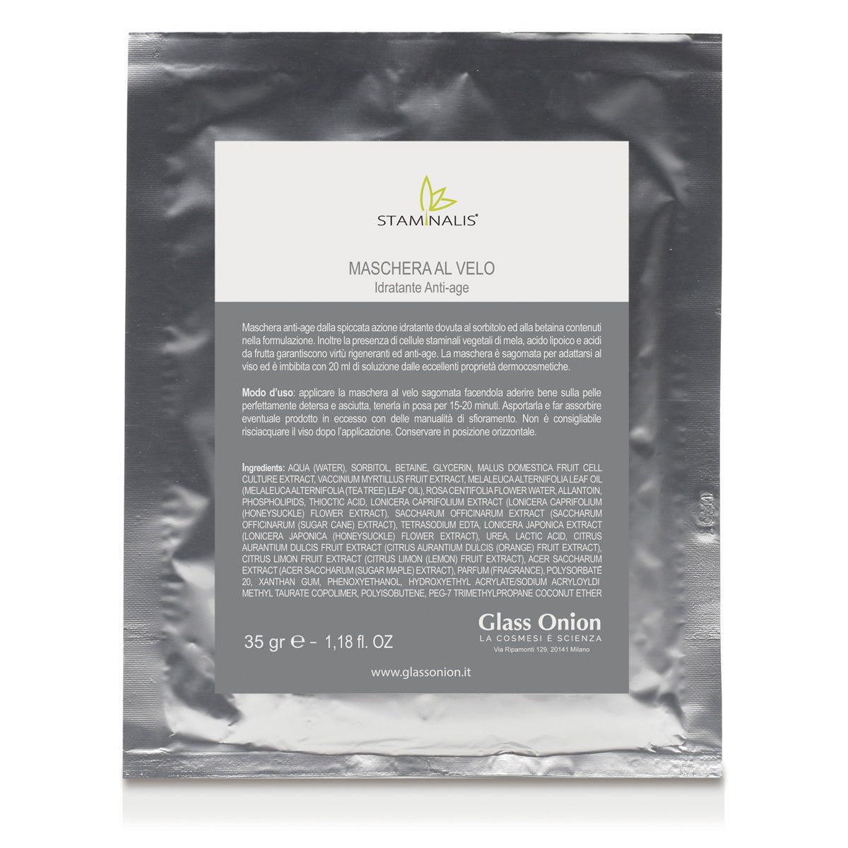 Staminalis Maschera Idratante Anti-Age al Velo 35 g pelli secche